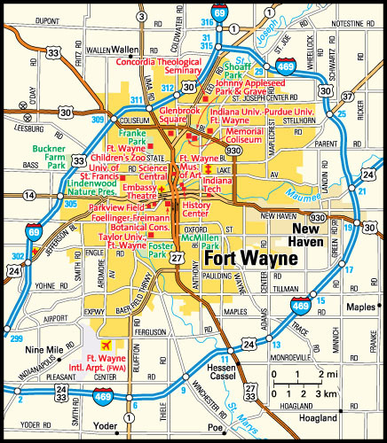 FT Wayne Indiana Zip Code Map