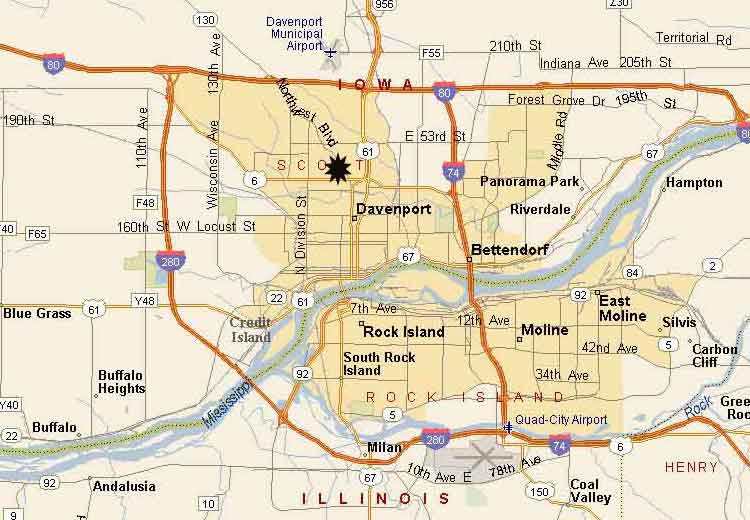Printable Map Of Davenport Iowa