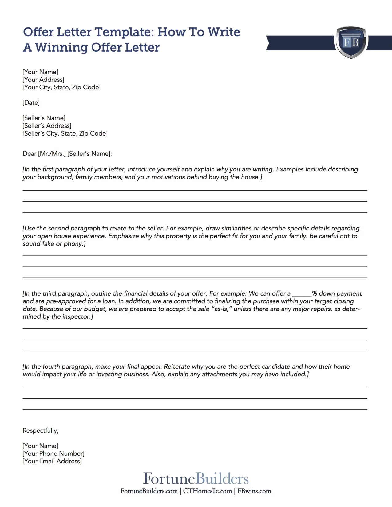 Real Estate Purchase Offer Letter Template For Your Needs